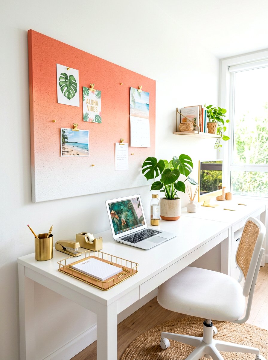 Painted Ombre Cork Board - 30 pin board office wall ideas