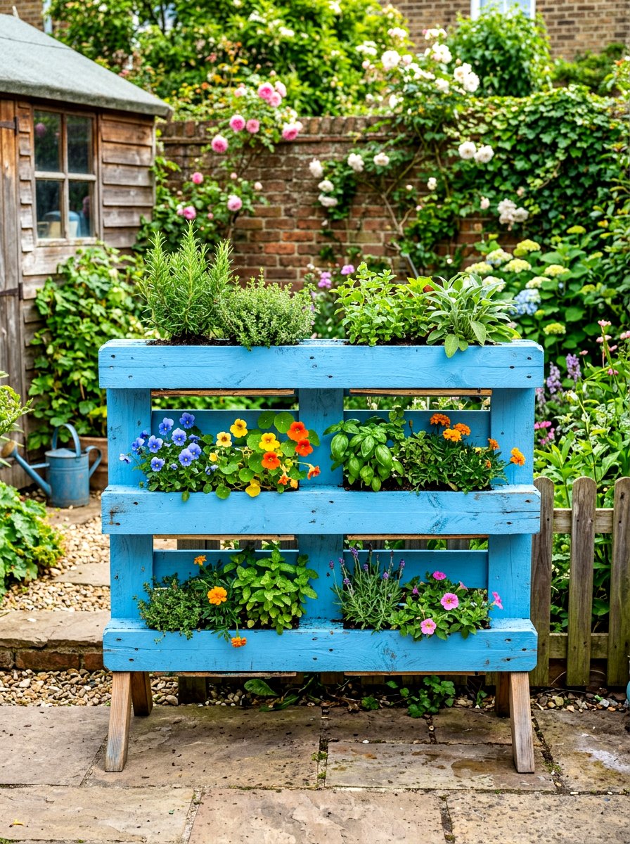 Painted Pallet Planter - 30 colorful garden decor ideas