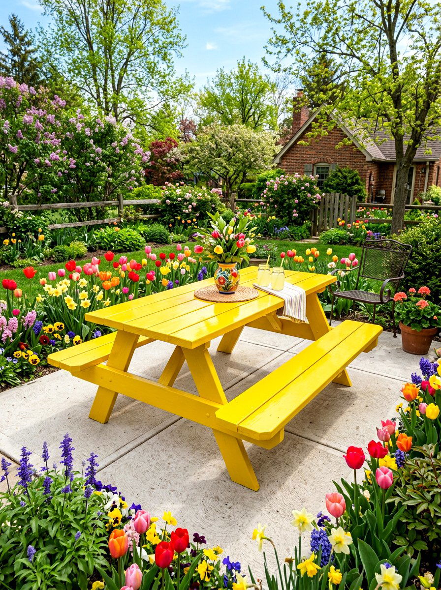 Painted Picnic Table - 30 picnic table patio ideas