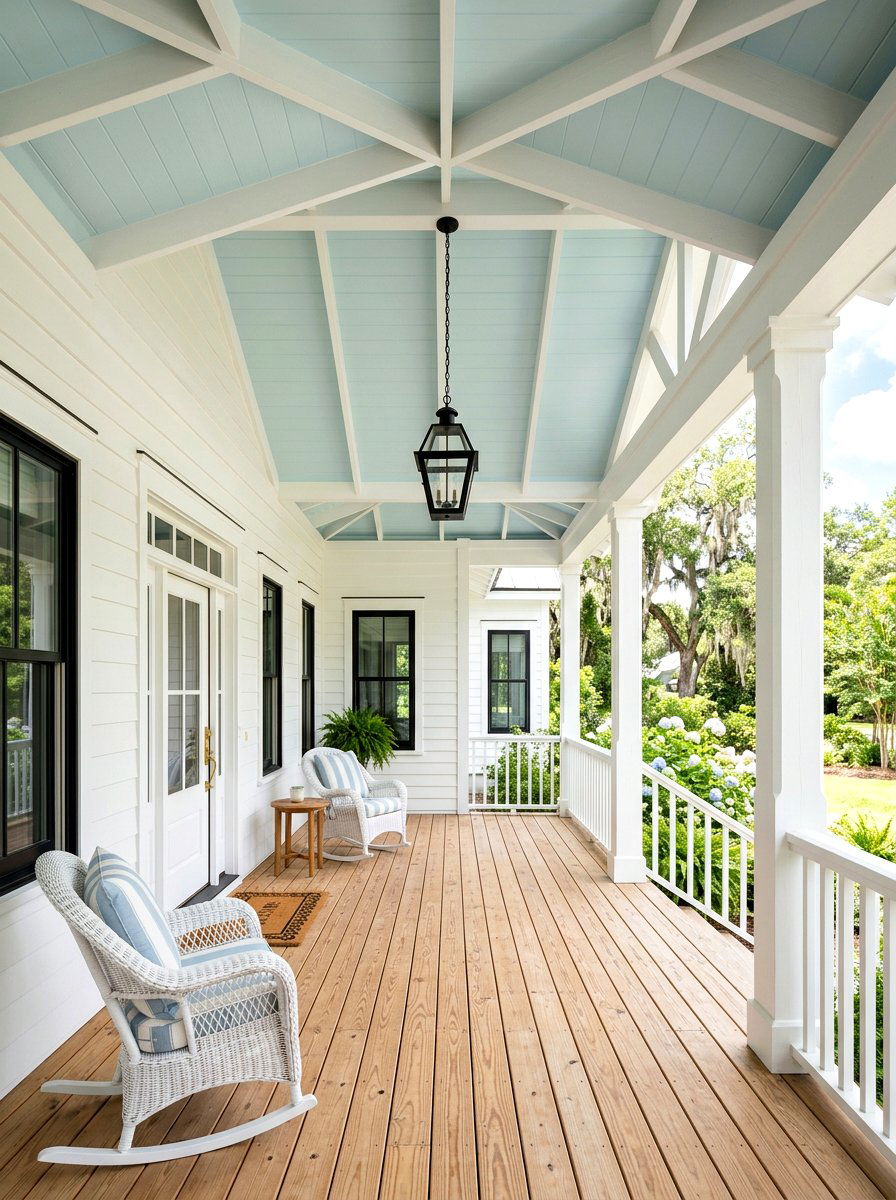 Painted Porch Ceiling Accent - 30 tiny front porch ideas