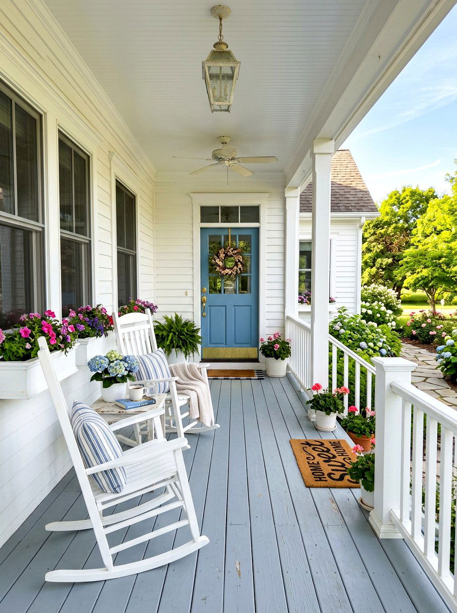 Painted Porch Floor - 30 front facade makeover ideas