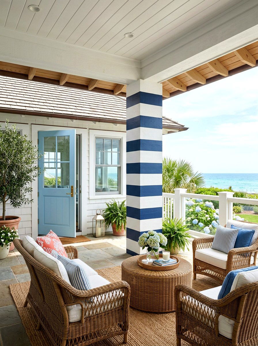 Painted Stripe Pattern - 30 porch columns decor ideas