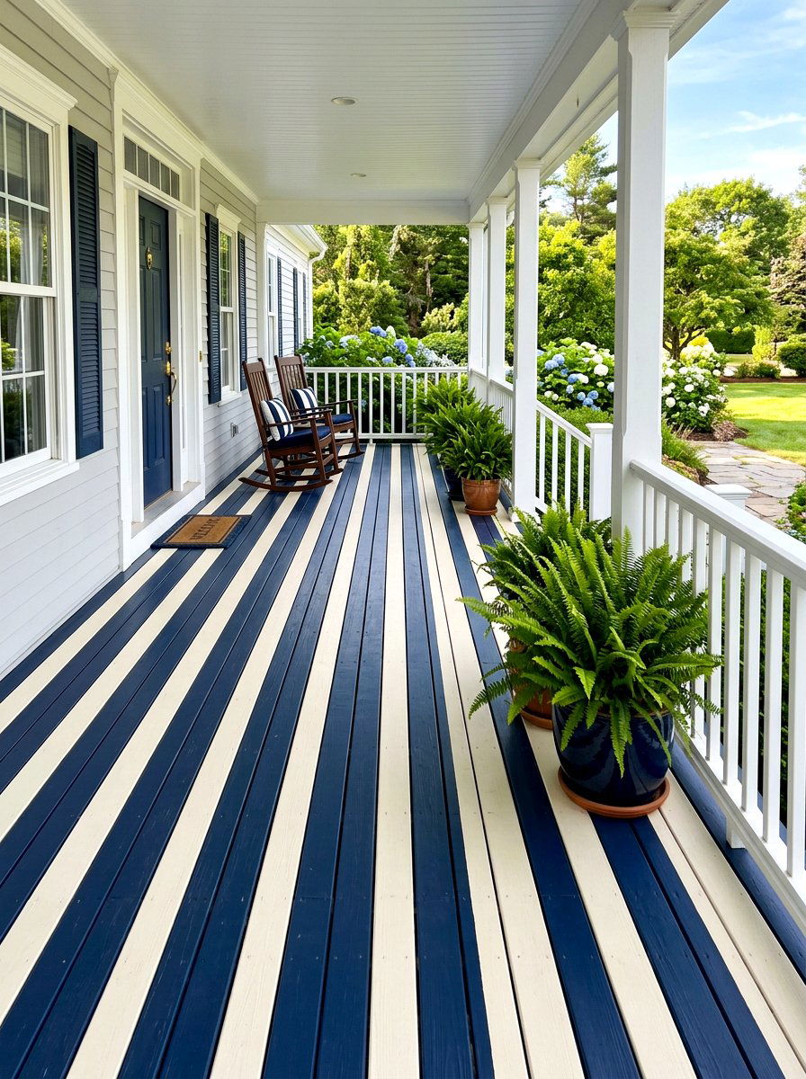 Painted Striped Porch Floor - 30 striped summer porch ideas