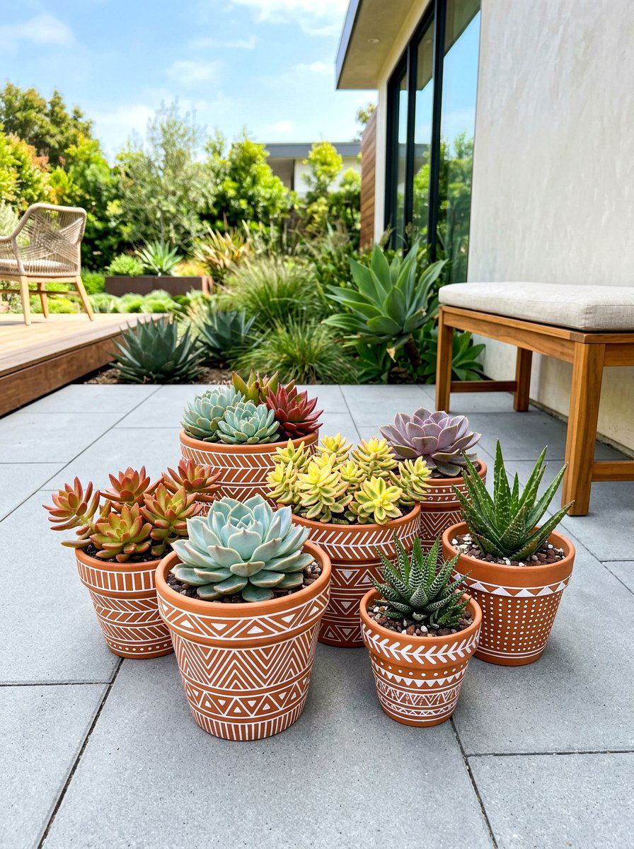 Painted Terracotta Pot - 30 budget container garden ideas