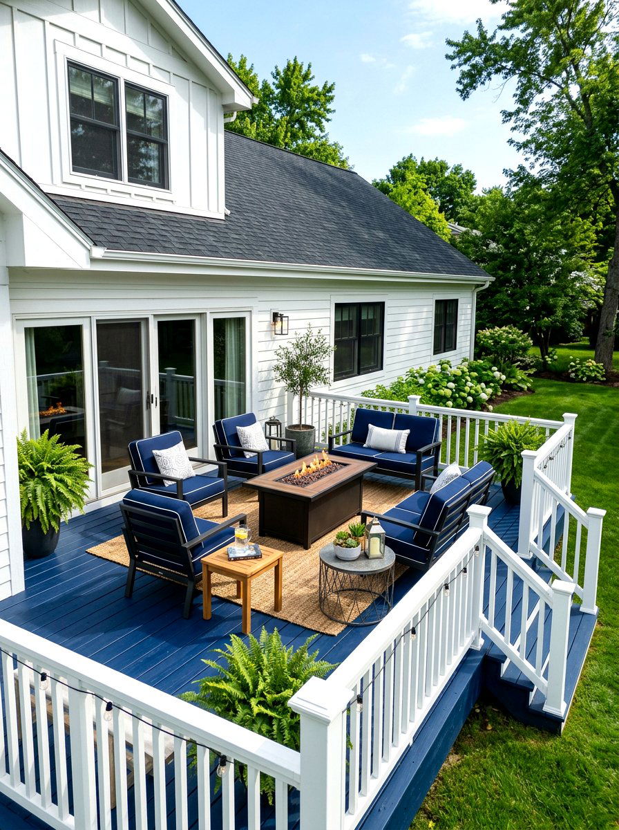 Painted Wood Attached Deck - 30 attached deck ideas
