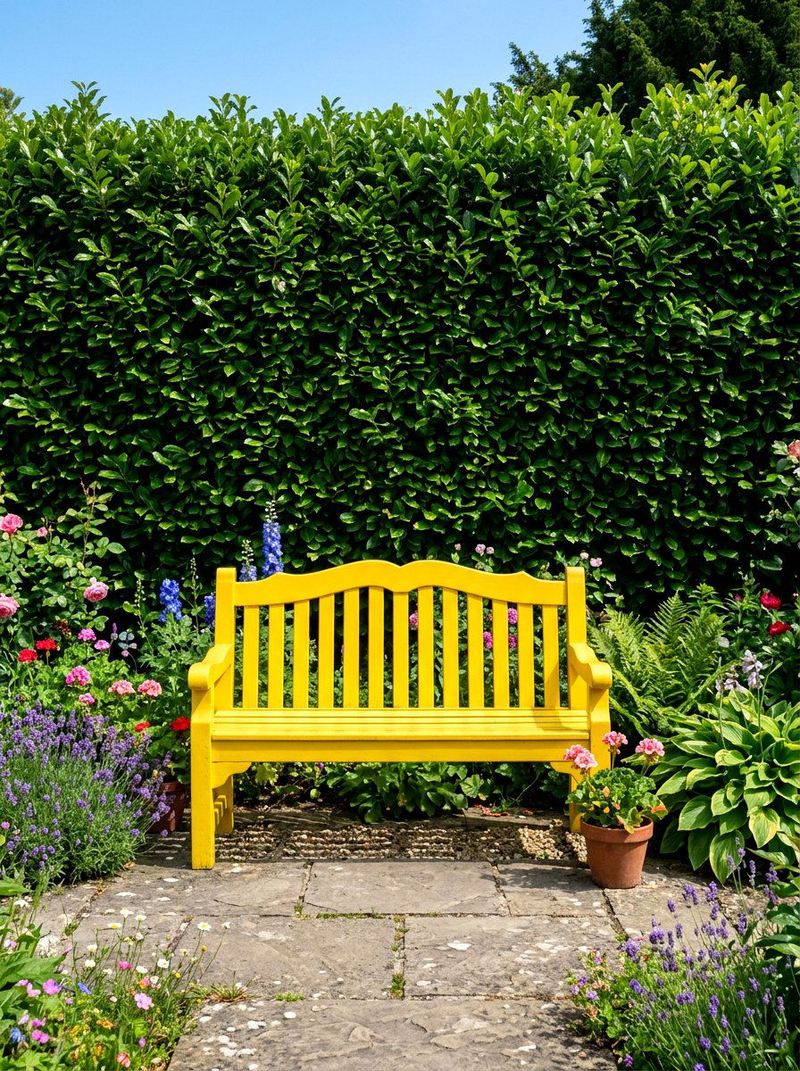 Painted Wood Bench - 30 outdoor bench ideas