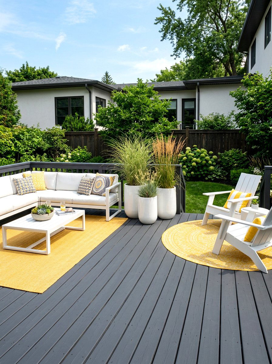 Painted Wood Deck - 30 backyard deck ideas