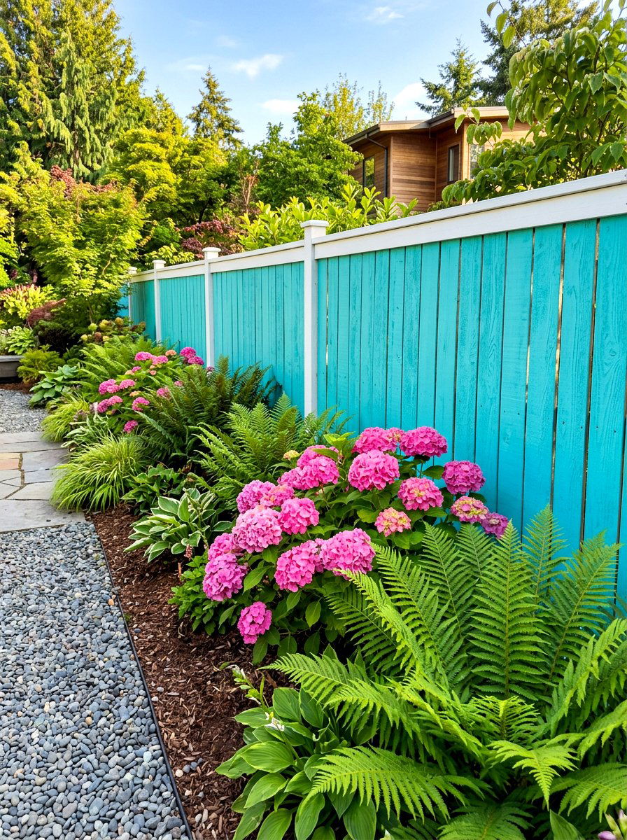 Painted Wood Fence - 30 colorful garden decor ideas
