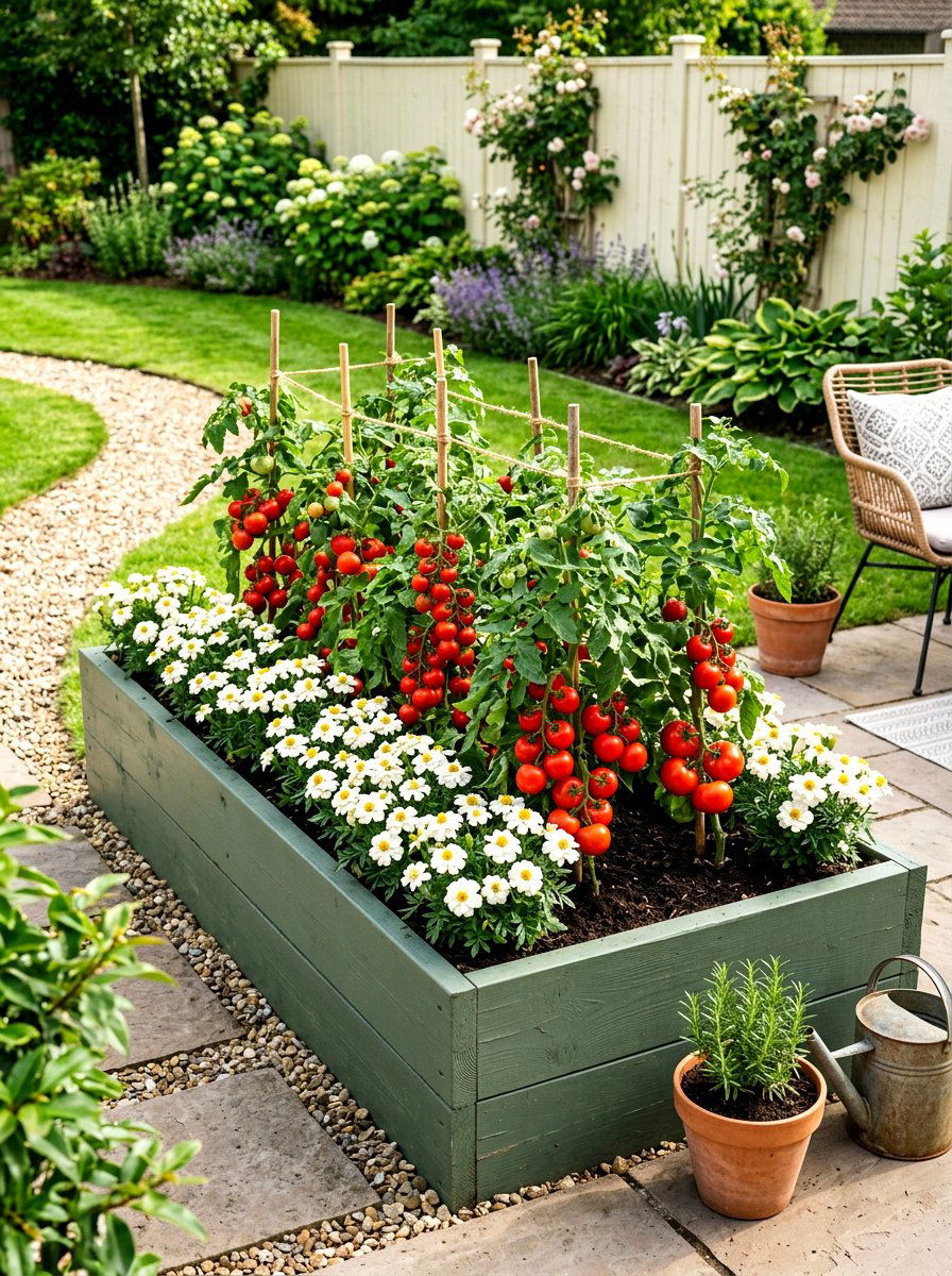 Painted Wood Garden Bed - 30 raised kitchen garden ideas