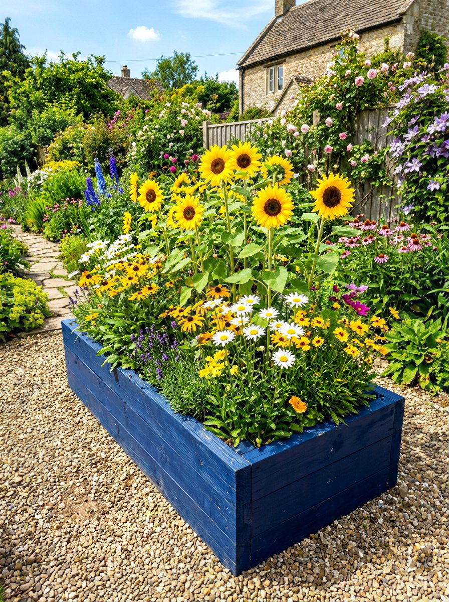 Painted Wood Garden Bed - 30 raised planter box ideas