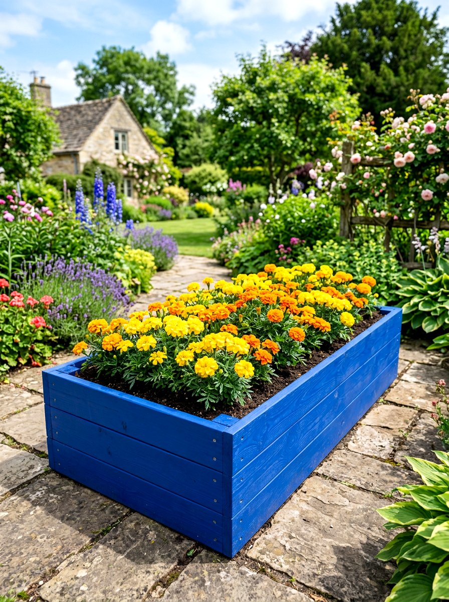 Painted Wood Garden Bed - 30 raised bed border ideas