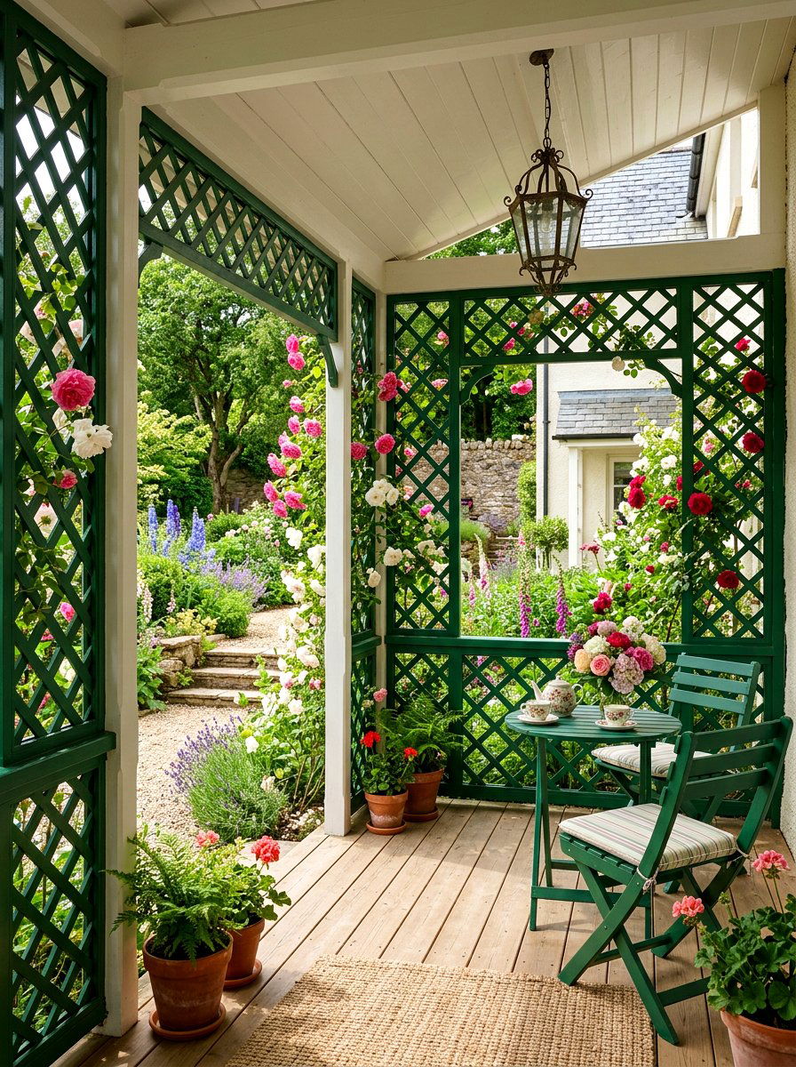 Painted Wood Lattice - 30 porch skirting ideas