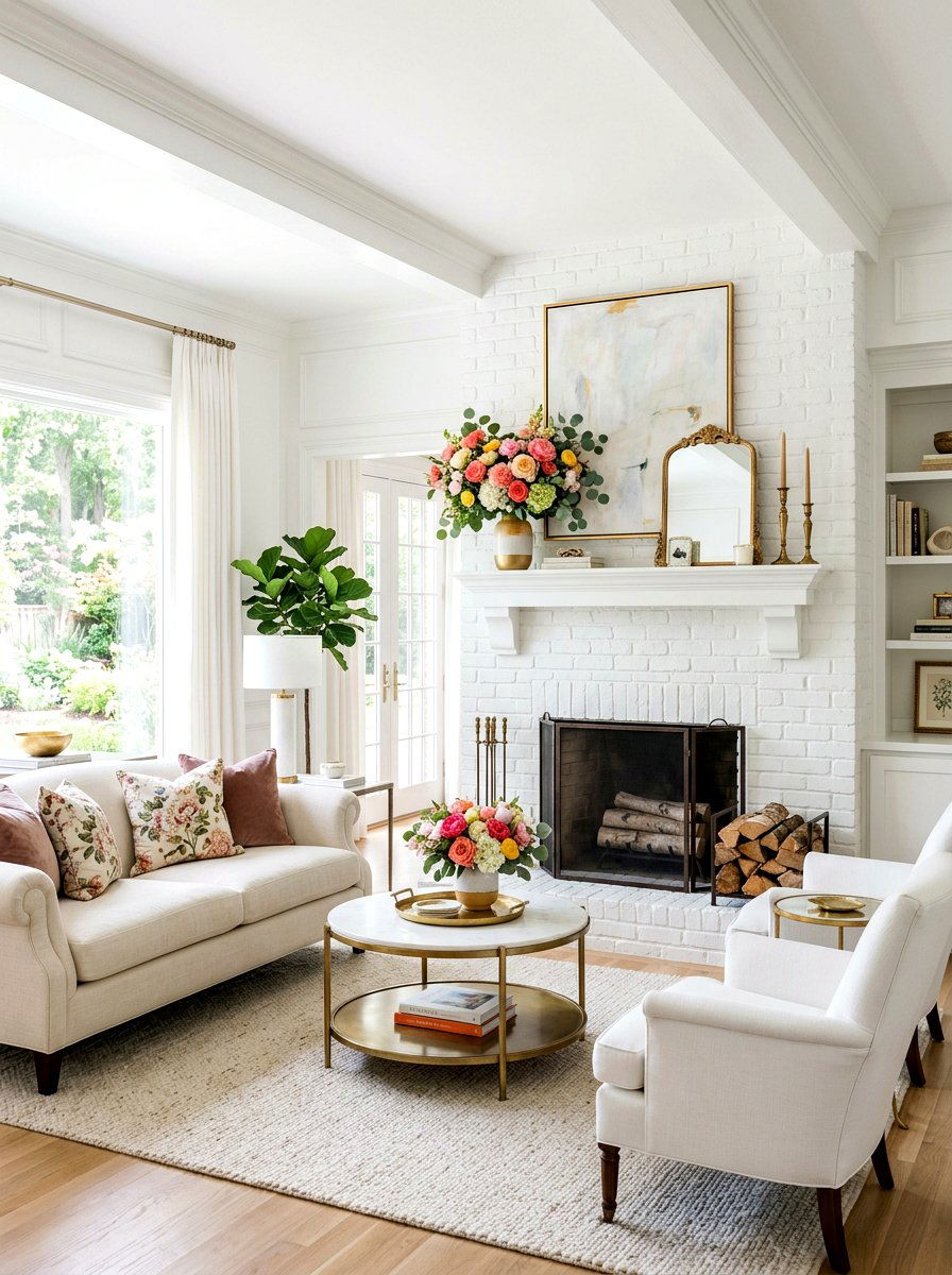 Painted Wood Mantel - 30 wood mantel beam ideas