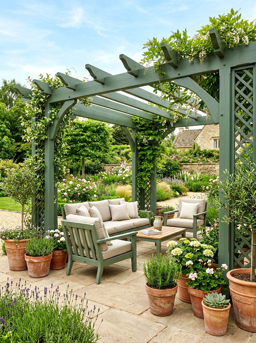 Painted Wood Pergola - 30 budget pergola ideas