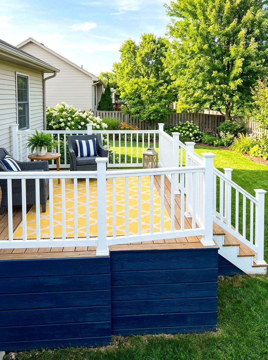 Painted Wood Plank - 30 deck skirting ideas