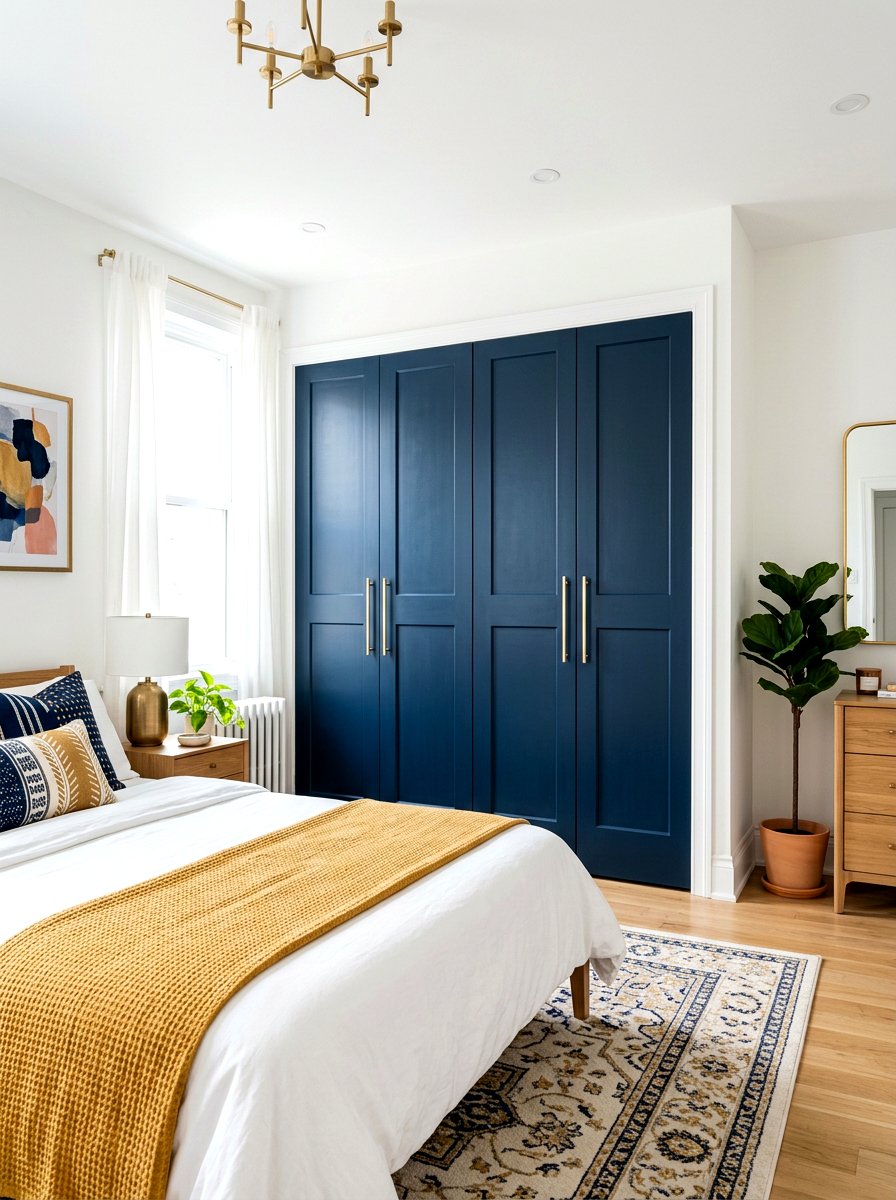 Painted accent closet doors - 30 bedroom closet door ideas