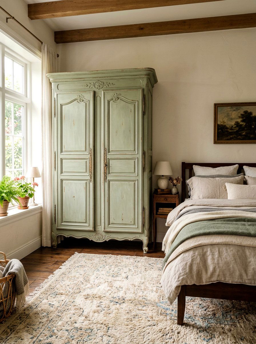 Painted antique armoire - 30 antique decor styling ideas