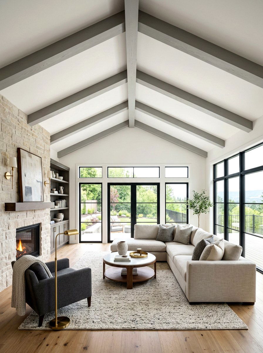 Painted beam vaulted living room - 30 vaulted living room ideas