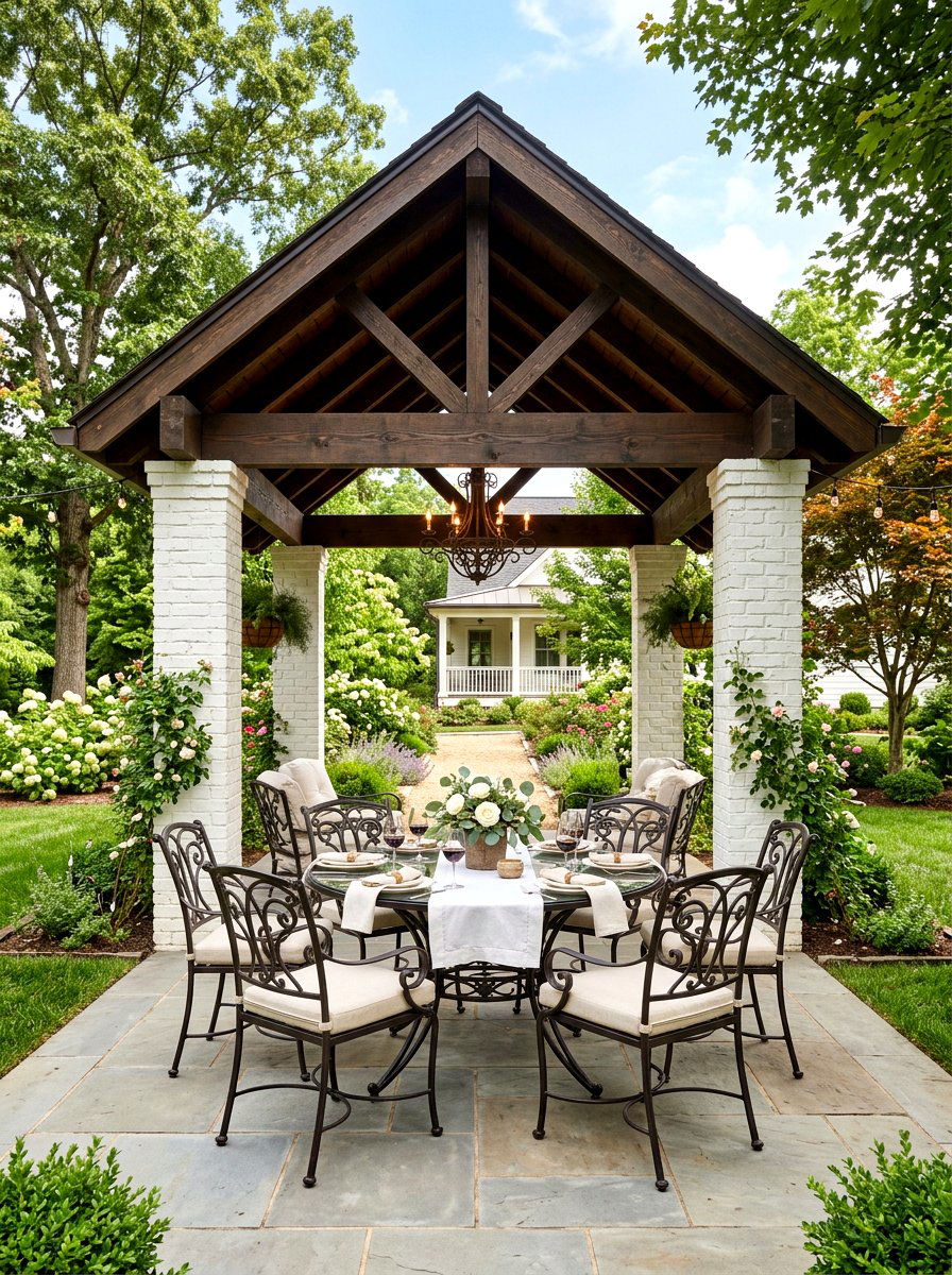 Painted brick pavilion - 30 hexagon pavilion ideas
