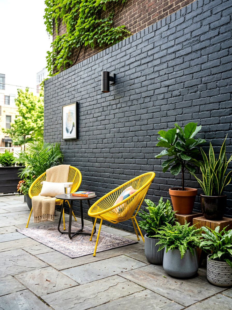 Painted brick wall - 30 walled garden backyard ideas