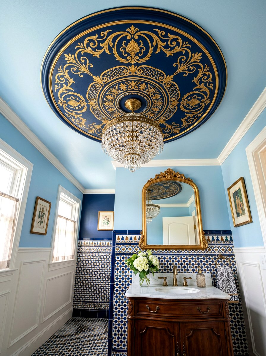Painted ceiling medallion - 30 ceiling medallion ideas
