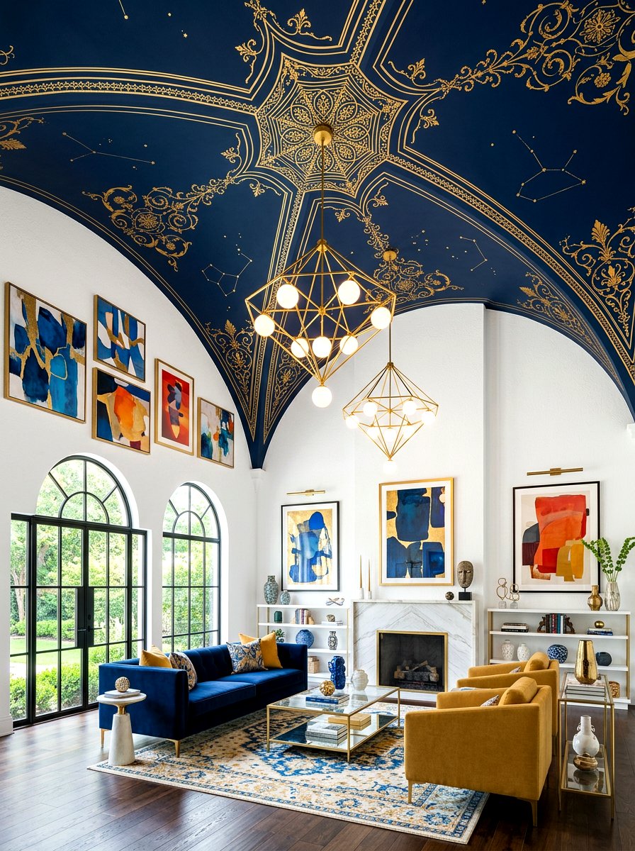 Painted ceiling vaulted living room - 30 vaulted living room ideas