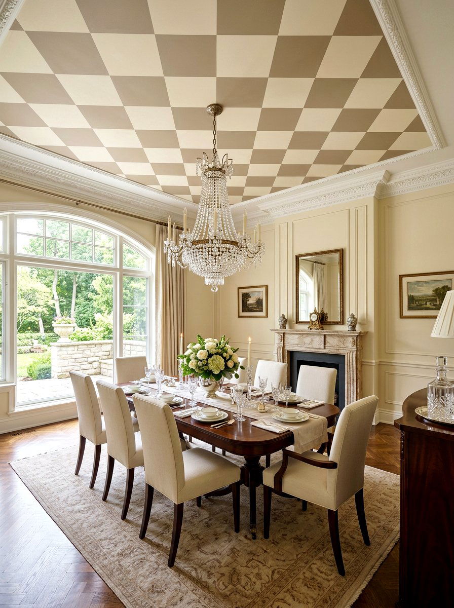 Painted checkerboard ceiling - 30 checkerboard decor ideas