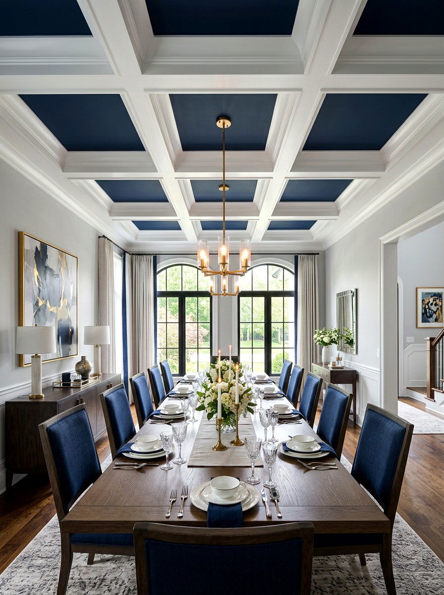 Painted coffered ceiling dining room - 30 coffered ceiling ideas