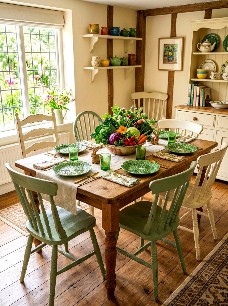 Painted cottage chair - 30 cabbagecore tablescape ideas