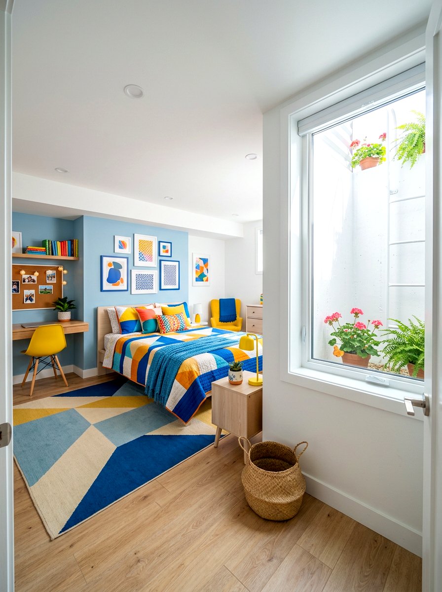 Painted egress window well - 30 basement bedroom egress ideas