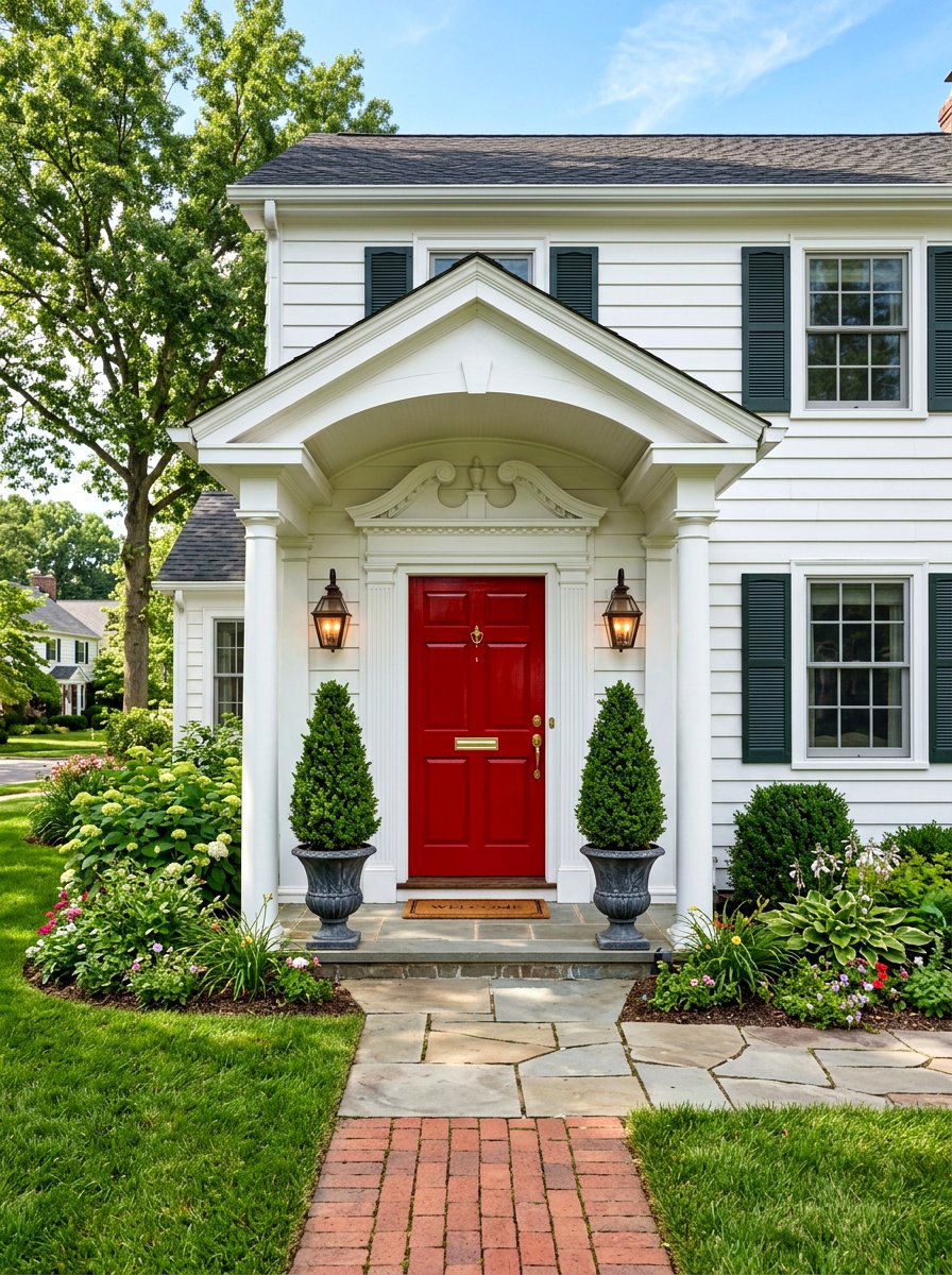 Painted front door - 30 colonial front yard ideas