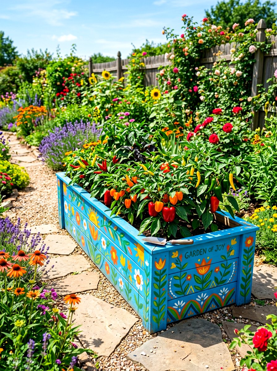 Painted garden beds - 30 raised vegetable garden ideas