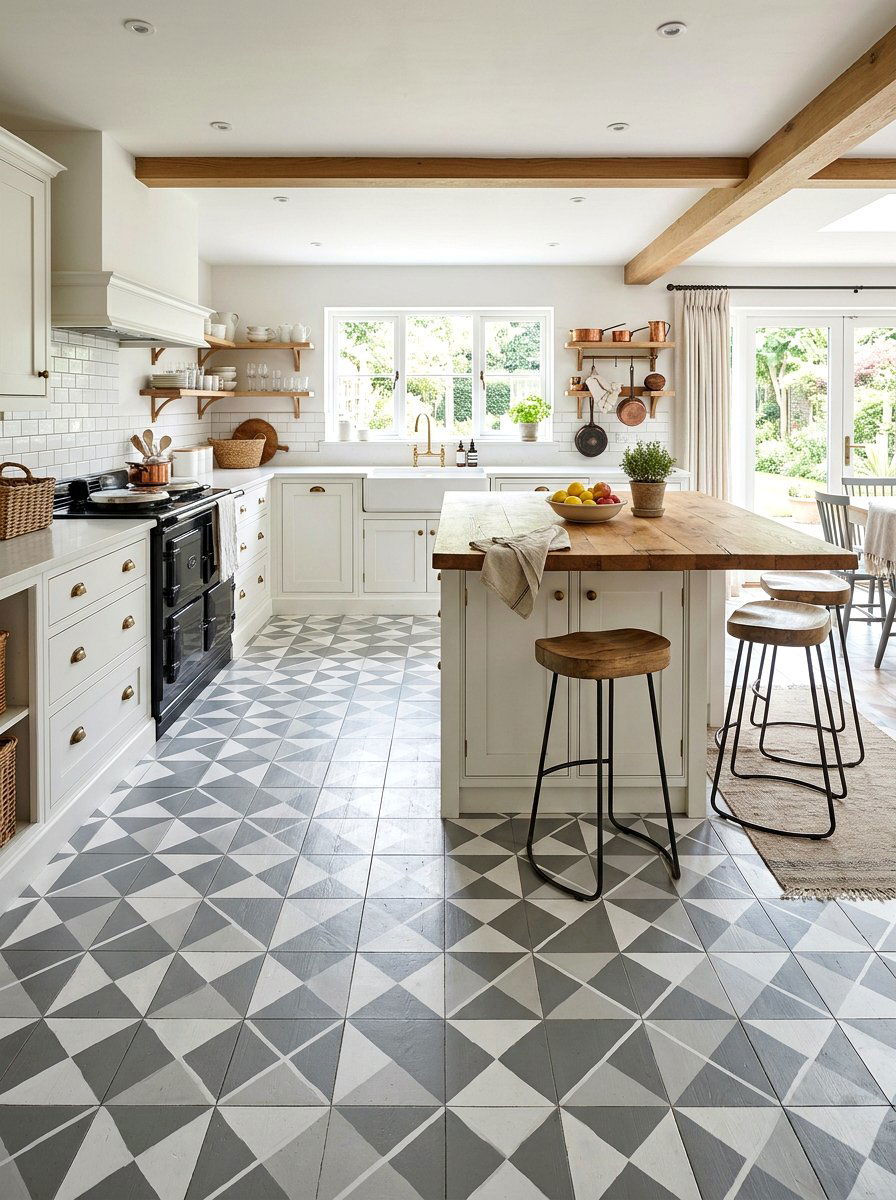 Painted kitchen floor - 30 painted floor ideas