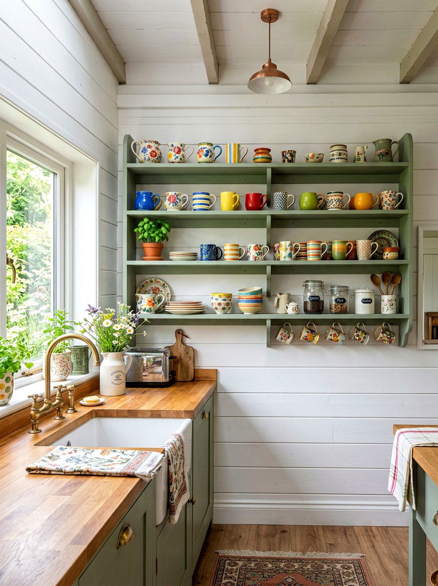 Painted kitchen open shelves - 30 open kitchen shelf ideas