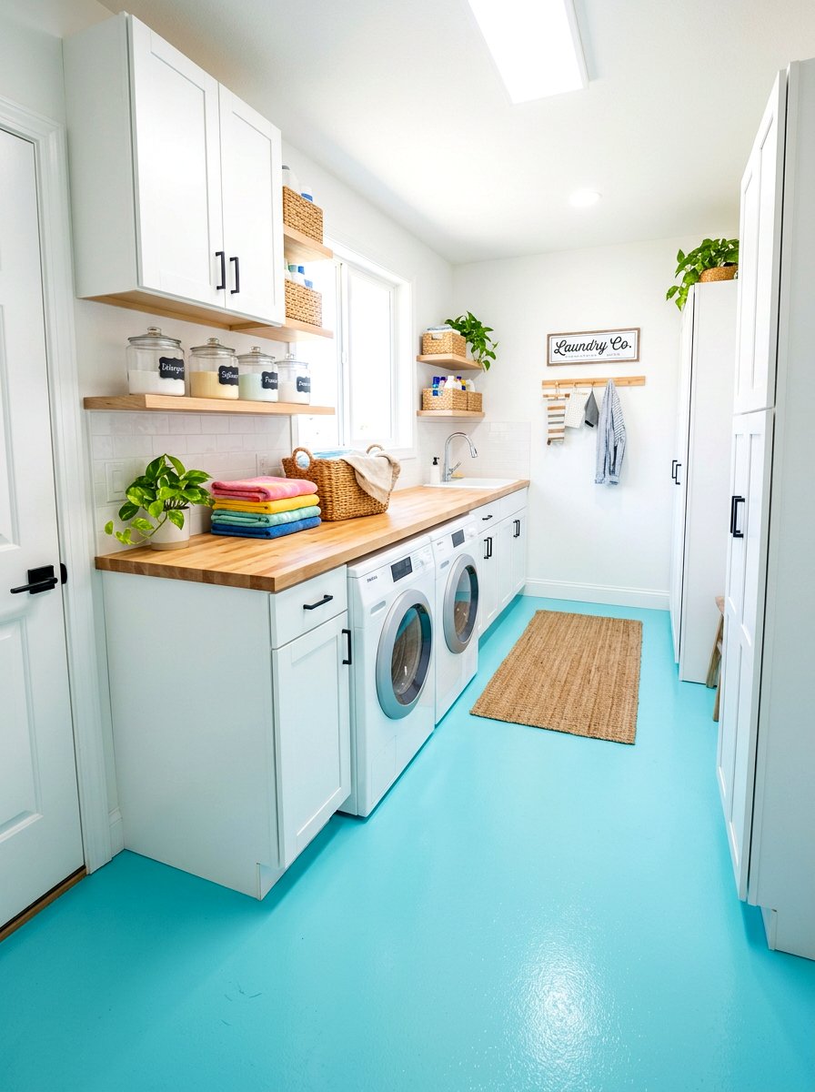 Painted laundry room floor - 30 painted floor ideas