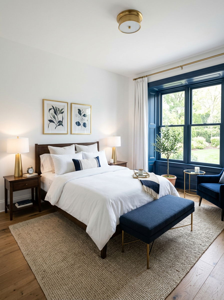 Painted navy window trim - 30 window trim ideas