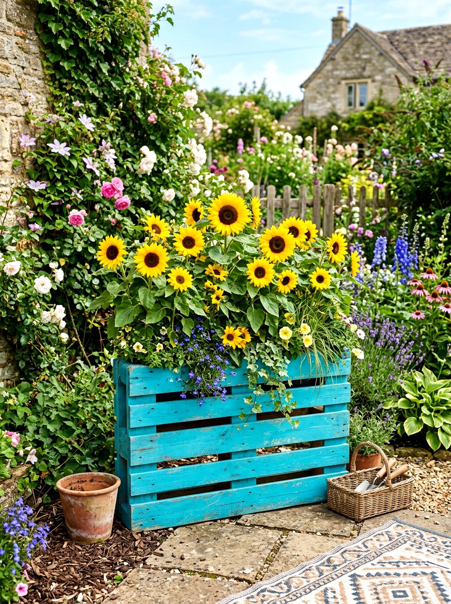 Painted pallet planter - 30 pallet planter ideas