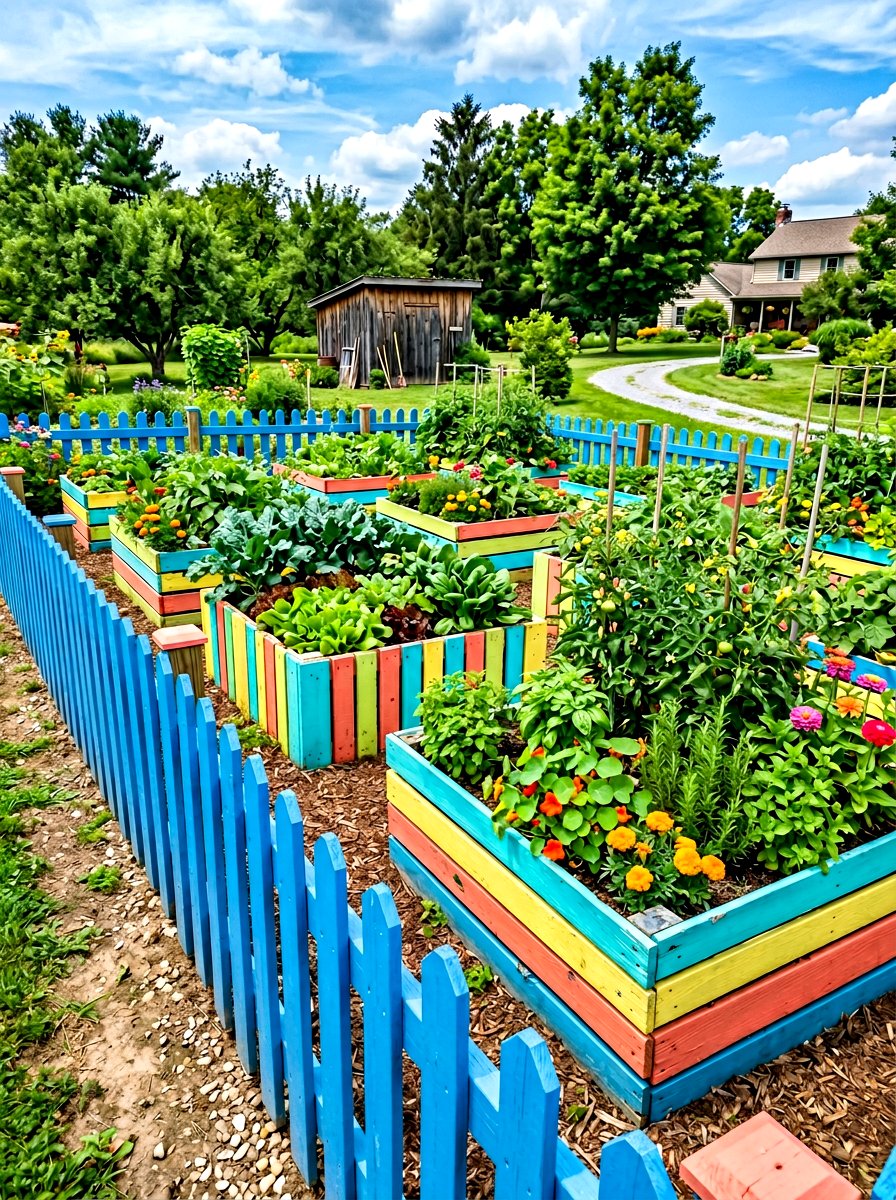 Painted pallet wood - 30 vegetable garden border ideas