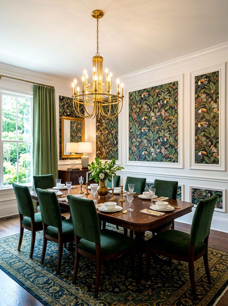 Painted wallpaper molding frames - 30 dining room wall molding ideas