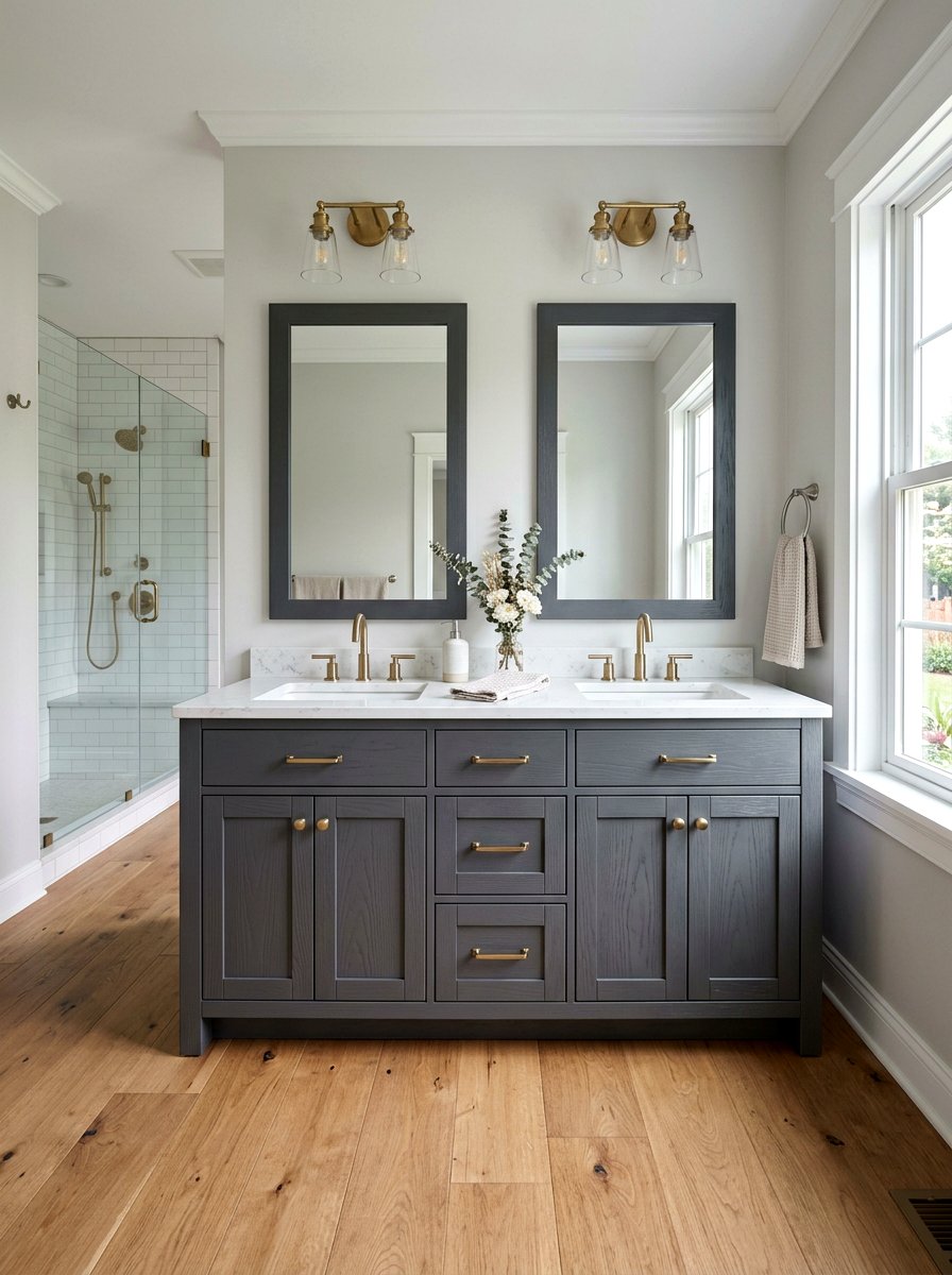 Painted wood bathroom vanity - 30 farmhouse bathroom vanity ideas