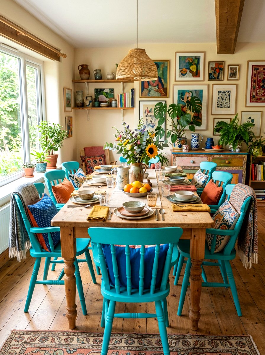 Painted wood chair variety - 30 mismatched dining chair ideas