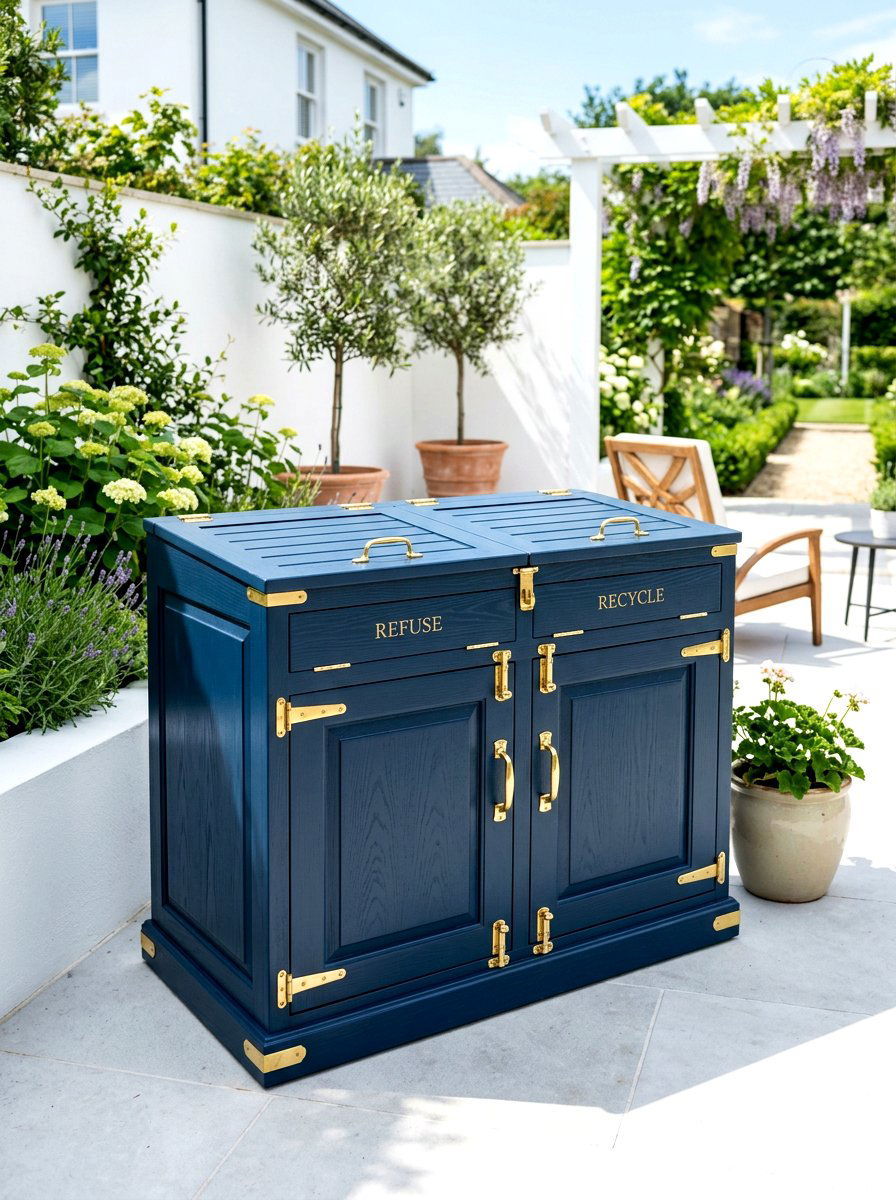 Painted wood garbage box - 30 trash can enclosure ideas