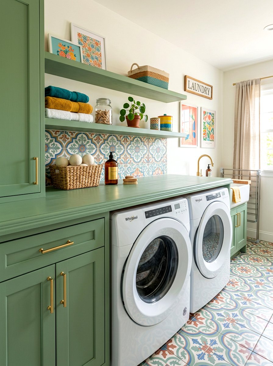 Painted wood laundry topper - 30 countertop over washer dryer ideas