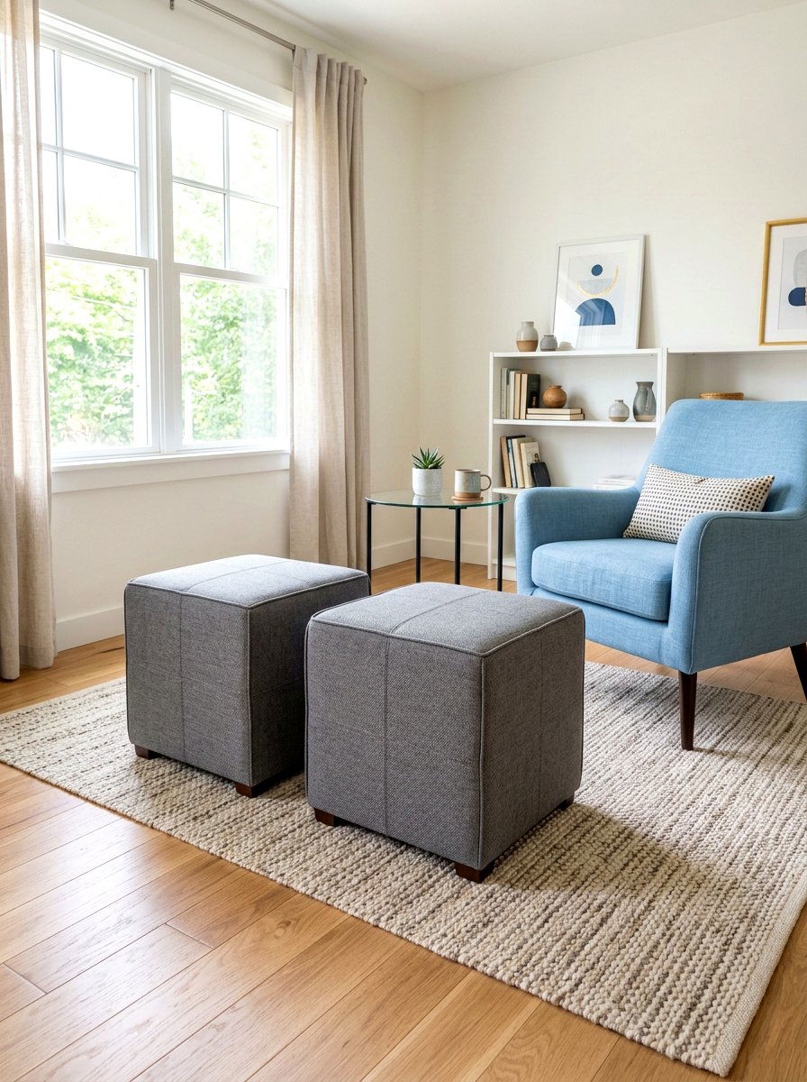 Pair Of Cube Ottomans - 30 living room ottoman styling ideas
