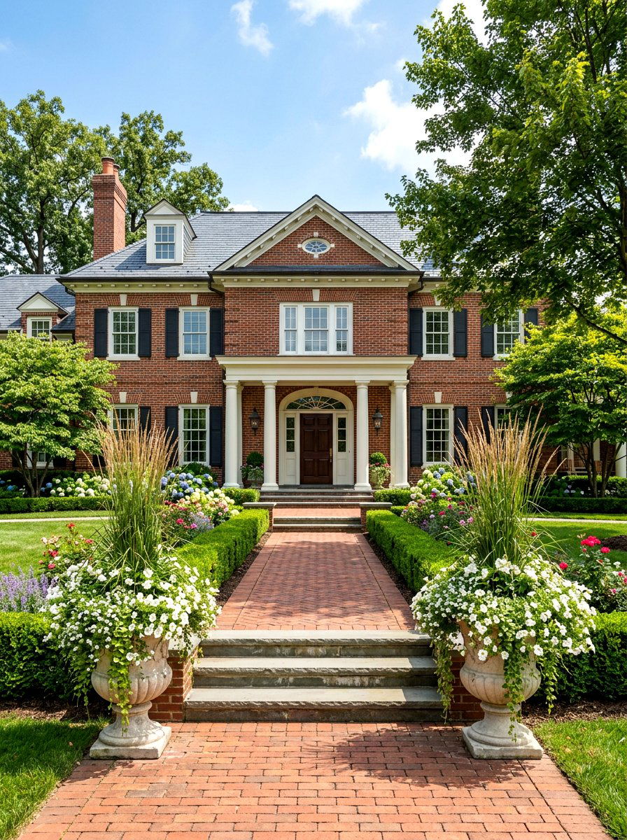 Pair Of Urns - 30 front porch symmetry ideas