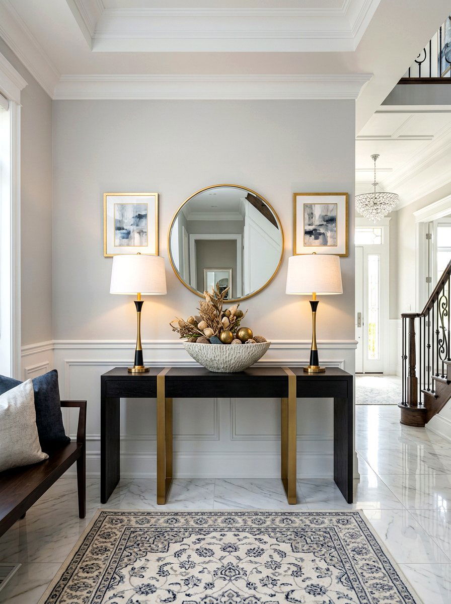 Pair of matching table lamps - 30 foyer console styling ideas