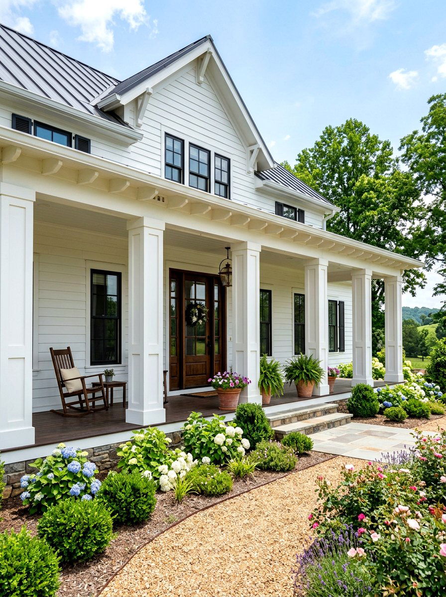 Paired Square Porch Column - 30 farmhouse porch columns ideas