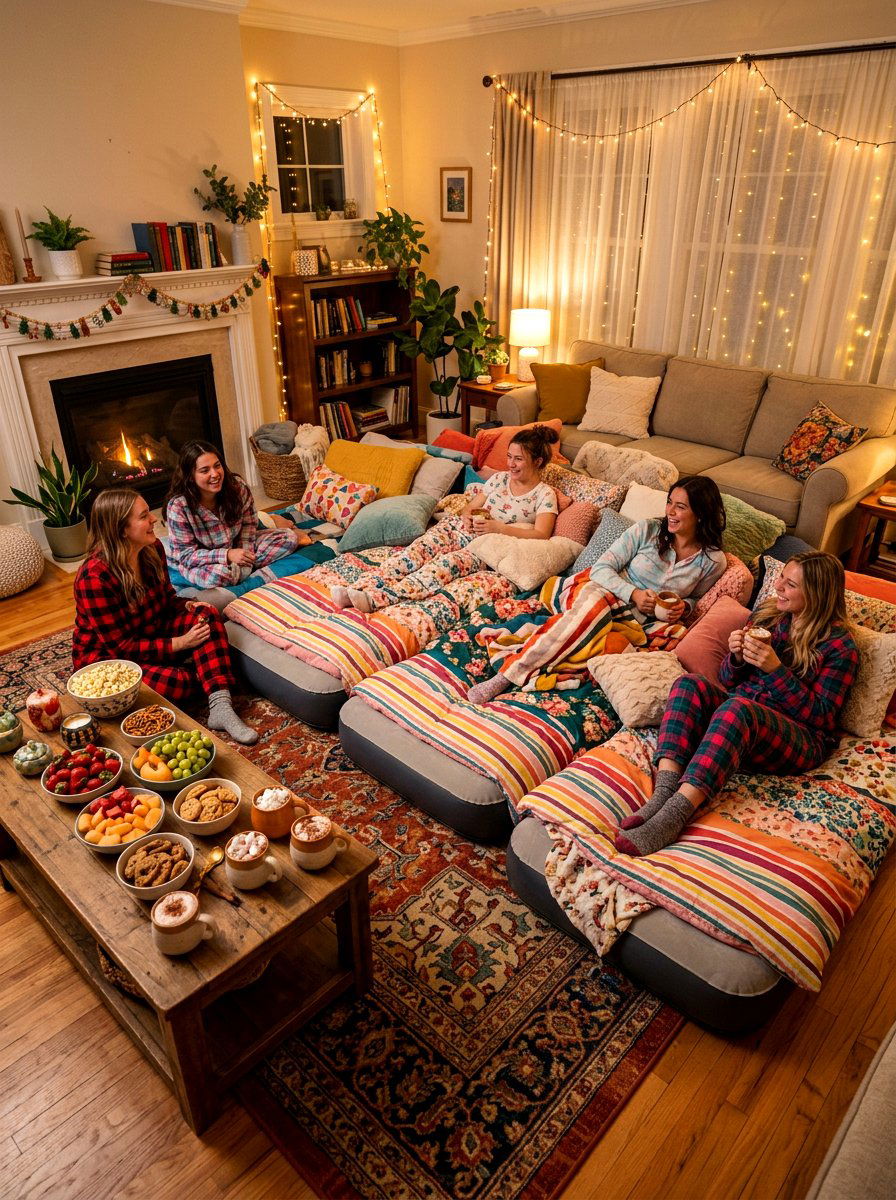 Pajama Party Setup - 30 romantic hosting at home ideas