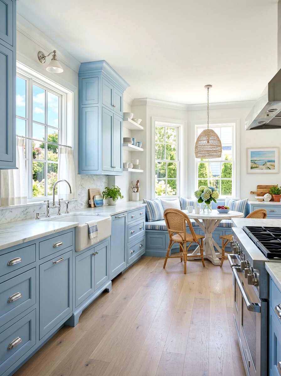 Pale Blue Kitchen Cabinets - 30 painted kitchen cabinet ideas