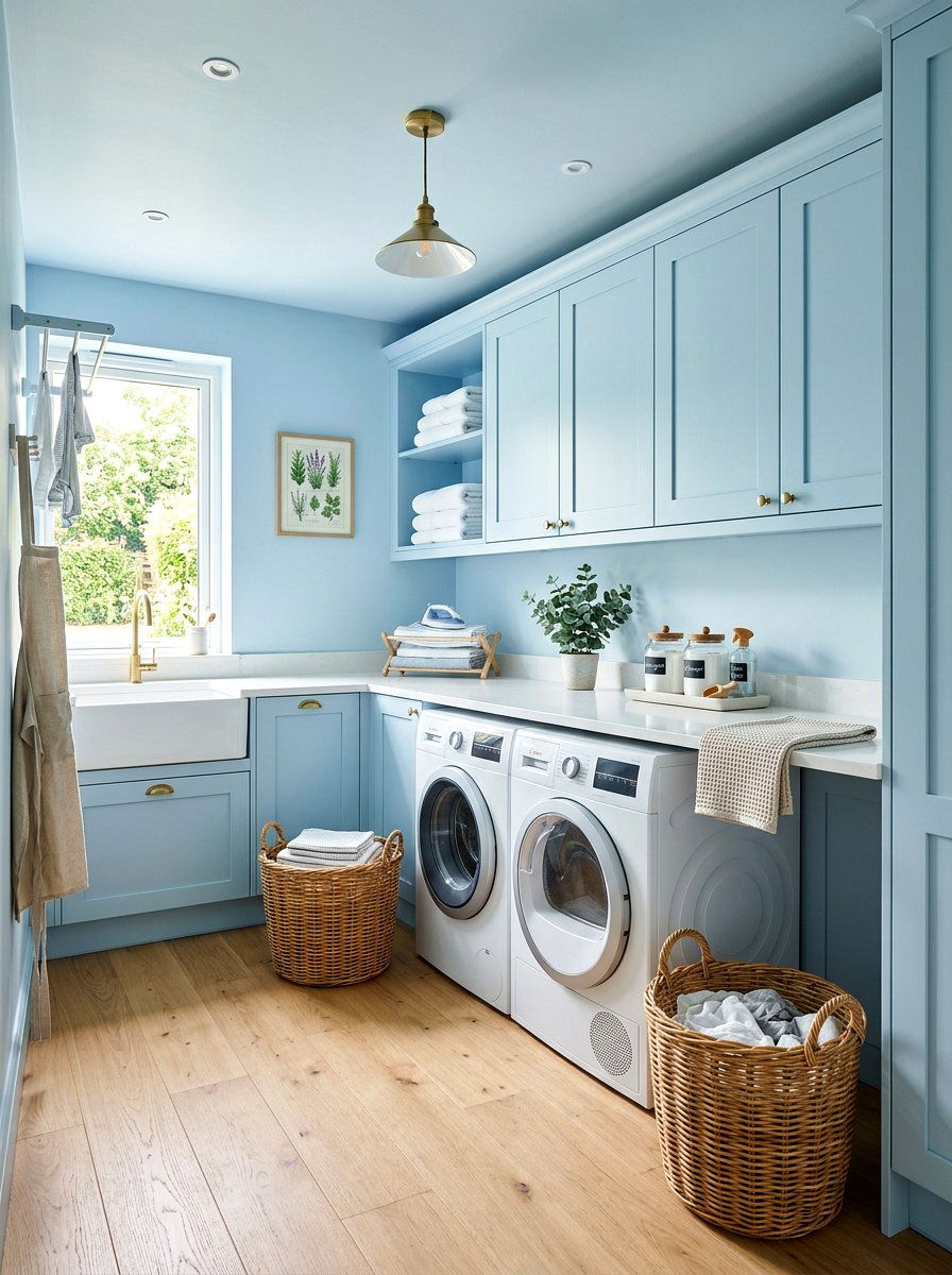 Pale Blue Laundry Room - 30 color drenched small room ideas